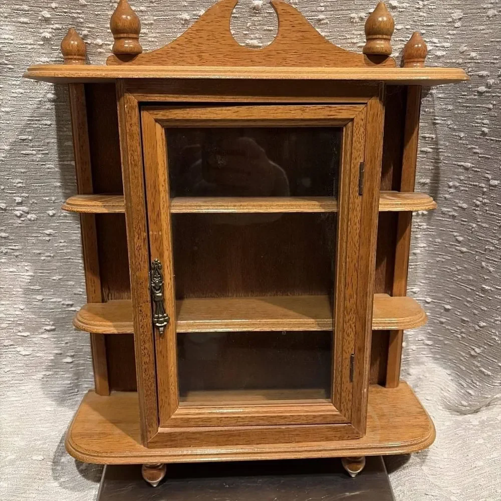 Wooden Curio Display Cabinet Vintage 16.5